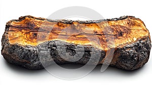 Wooden Log with Rich Texture and Grain Pattern Isolated on White photo