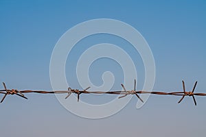 Close up rusty barbed wire