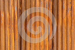 Close up of rusty corrugated iron metal roofing sheets