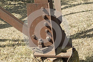 close-up: rusty electric power transmition block base