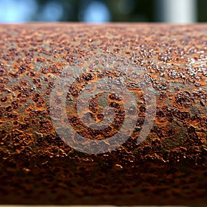 Close-up of a rusty iron surface, displaying a texture with reddish-brown patches