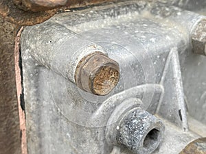 Rusty nut on machine