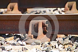 Close up of rusty railway track