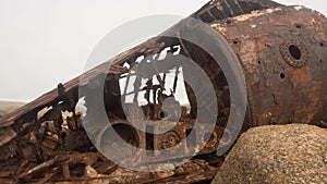 Close up of the rusty remains of the fish trawler - Aristea - close to Hondklipbaai, on the west coast of South Africa photo