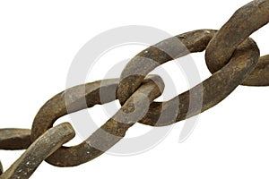 Rusy chain on white background - Concept of teamwork, unity and strenght photo