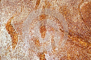 Close-up rye-bread crust, texture and food background