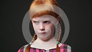 Close up sad ginger girl