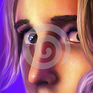 Close up of a sad woman's face - digital art