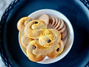 Close up of saffran bun