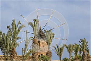 Close up of the sails of a spanish water pumping windmill