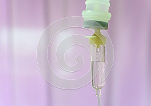 Close up saline IV drip for patient and Infusion pump