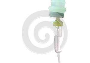 Close up Saline IV drip for patient isolated on white background