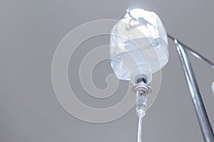 Close up saline solution drip for patient