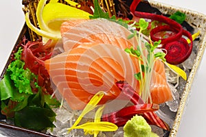 Close up Salmon sashimi