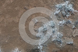 Close up of salt evaporation pools with lye