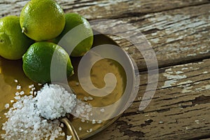 Salt and lime in a plate