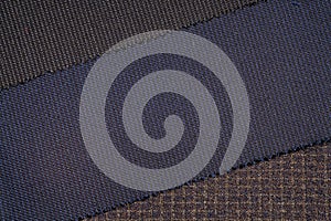 Close up sample fabric for interior design, material selection.