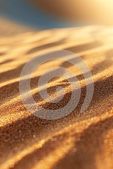 Close-up of sand dunes, play of light and shadow on the grains of sand, desert landscape close up, vertical pattern