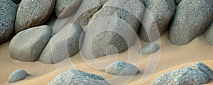 Close-up sand and stone, forming a captivating background pattern. Generative AI.