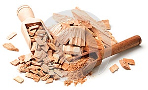 Close up of sandalwood isolatd on the white background photo