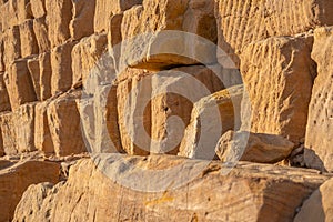 Close-up of the sandstones used to build the pyramids of the black pharaohs in Sudan, abstract