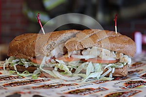 Close up of a Sandwich at a Firehouse Subs restaurant.