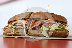 Close up of a Sandwich at a Firehouse Subs restaurant.