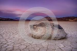 Close Up Of The Sandy Texture of A Sailing Stone At Sunet On The Racetrack Playa