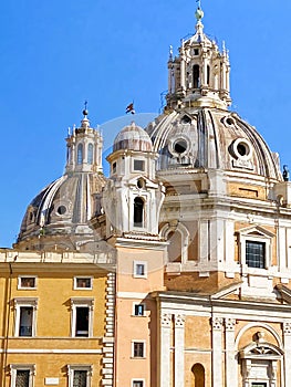 Close up of Santa Maria di Loreto al Foro Traiano Church in Rome, Italy