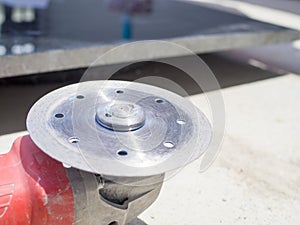 Close up sawing machine for cutting marble stone