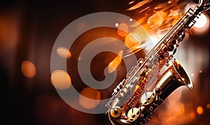 Close Up of Saxophone on Dark Background