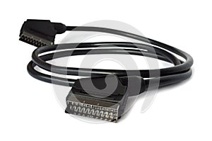 Close up of scart cable isolated on white background