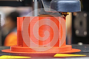 Close up scene the additive manufacturing by 3D printer machine photo