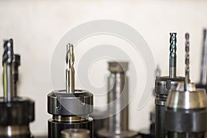 The close-up scene of  hi speed solid  carbide endmill tools for CNC milling machine