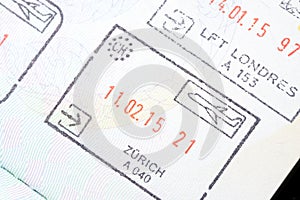 Close up of schengen visa