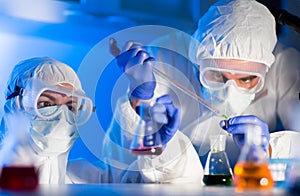 Close up of scientists making test in lab