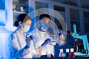 Close up of scientists making test in lab