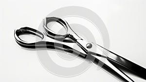 Close-up Scissors On White Surface With Bold Curves