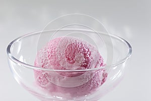 Close up of Scoop of delicious real fresh ice cream in Strawberry flavour.