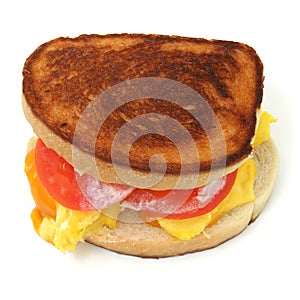 Close Up of a Scrambled Egg and Cheese Sandwich