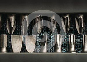 Close Up of screwdriver bits DIY Background