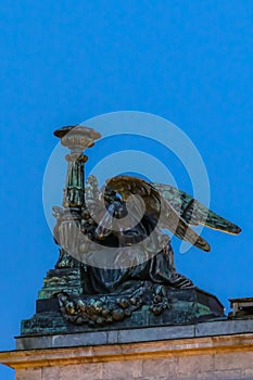 Close up of sculptures on the Saint Isaac& x27;s Cathedral in Saint Petersburg, Russia