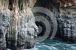 close-up of sea cave textures and erosion