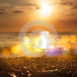 Close Up of Sea Pebble at Sunset