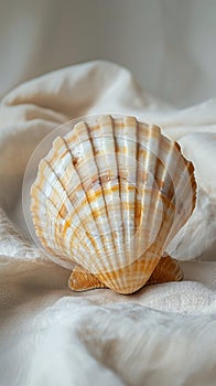 Close Up of Sea Shell on White Sheet