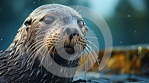 A close up of a seal. Generative AI.