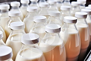 close-up of sealed coffee creamer containers ready for distribution