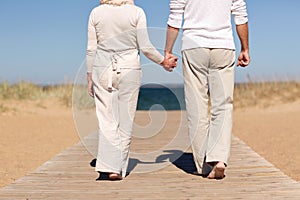 Close up of senior couple on summer beach