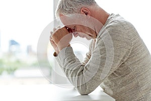 Close up of senior man thinking