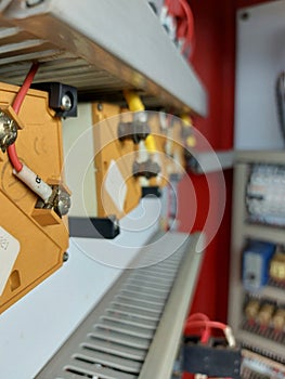 Close-up of a series of components on a control panel